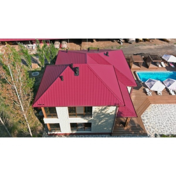 ГРАНД ЛАЙН Металлочерепица классик 0,5 Satin RAL 3005 красное вино 54113 ГРАНД ЛАЙН Металлочерепица классик 0,5 Satin RAL 3005 красное вино 54113