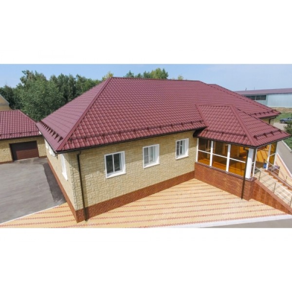 ГРАНД ЛАЙН Металлочерепица Камея (Kamea) v01 0,5 Satin Matt RAL 3005 красное вино 397605 ГРАНД ЛАЙН Металлочерепица Камея (Kamea) v01 0,5 Satin Matt RAL 3005 красное вино 397605