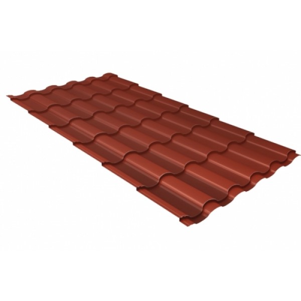 ГРАНД ЛАЙН Металлочерепица Кредо (Kredo) v01 0,5 Satin RAL 8004 терракота 126382