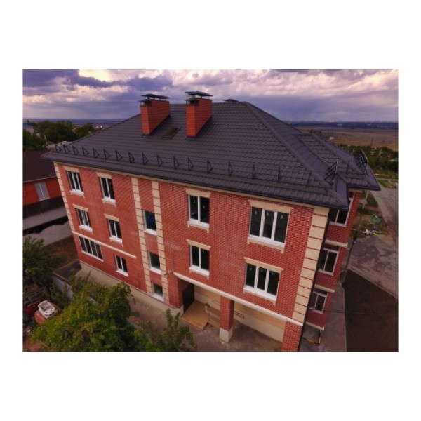 ГРАНД ЛАЙН Металлочерепица Кредо (Kredo) v01 0,5 Rooftop Бархат RAL 7024 мокрый асфальт 188351
