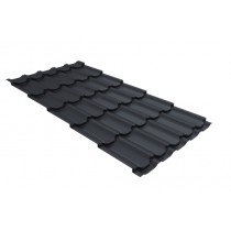 ГРАНД ЛАЙН Металлочерепица квинта плюс 0,5 PurLite Matt RAL 7024 мокрый асфальт 255033