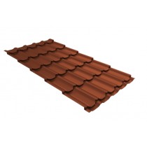 ГРАНД ЛАЙН Металлочерепица квинта плюс 0,5 PurLite Matt RAL 8004 терракота 255034