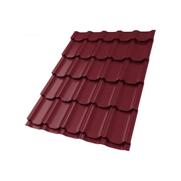 ГРАНД ЛАЙН Металлочерепица Квинта плюс (Kvinta plus) 0,5 Satin Matt RAL 3005 красное вино 386249 ГРАНД ЛАЙН Металлочерепица Квинта плюс (Kvinta plus) 0,5 Satin Matt RAL 3005 красное вино 386249