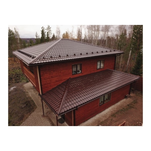 ГРАНД ЛАЙН Металлочерепица модульная квинта Uno c 3D резом 0,5 Satin RAL 8017 шоколад 194079 ГРАНД ЛАЙН Металлочерепица модульная квинта Uno c 3D резом 0,5 Satin RAL 8017 шоколад 194079