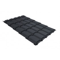 ГРАНД ЛАЙН Металлочерепица Верховье квадро профи 0,5 PurPro RAL 7024 мокрый асфальт 555951