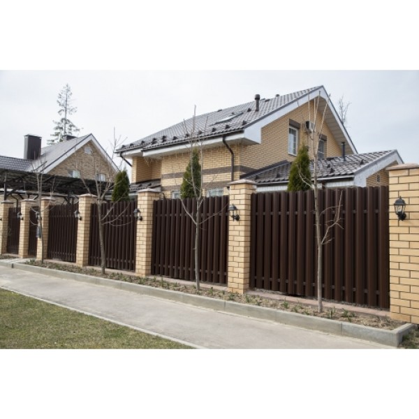 ГРАНД ЛАЙН Штакетник Круглый фигурный 0,45 PE-Double RAL 8017 шоколад 103148 ГРАНД ЛАЙН Штакетник Круглый фигурный 0,45 PE-Double RAL 8017 шоколад 103148