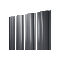 ГРАНД ЛАЙН Штакетник Круглый 0,5 GreenCoat Pural BT RR 23 темно-серый (RAL 7024 мокрый асфальт) 399634