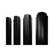 ГРАНД ЛАЙН Штакетник П-образный A фигурный 0,5 Drap TX RAL 9005 черный 572330