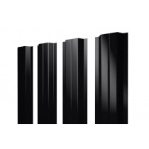 ГРАНД ЛАЙН Штакетник П-образный A с прямым резом 0,5 Velur X RAL 9005 черный 544837