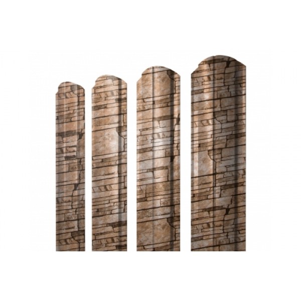 ГРАНД ЛАЙН Штакетник Полукруглый Slim фигурный 0,45 Print Elite Sand Stone TwinColor 256977