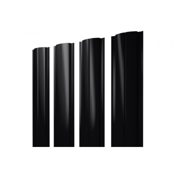 ГРАНД ЛАЙН Штакетник Полукруглый Slim с прямым резом 0,5 PurPro RAL 9005 черный 557410 ГРАНД ЛАЙН Штакетник Полукруглый Slim с прямым резом 0,5 PurPro RAL 9005 черный 557410