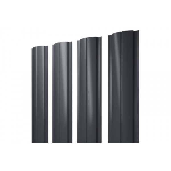 ГРАНД ЛАЙН Штакетник Полукруглый Slim 0,4 PE-Double RAL 7024 мокрый асфальт 371107 ГРАНД ЛАЙН Штакетник Полукруглый Slim 0,4 PE-Double RAL 7024 мокрый асфальт 371107