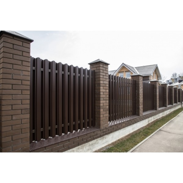 ГРАНД ЛАЙН Штакетник Прямоугольный фигурный 0,4 PE-Double RAL 8017 шоколад 240671 ГРАНД ЛАЙН Штакетник Прямоугольный фигурный 0,4 PE-Double RAL 8017 шоколад 240671