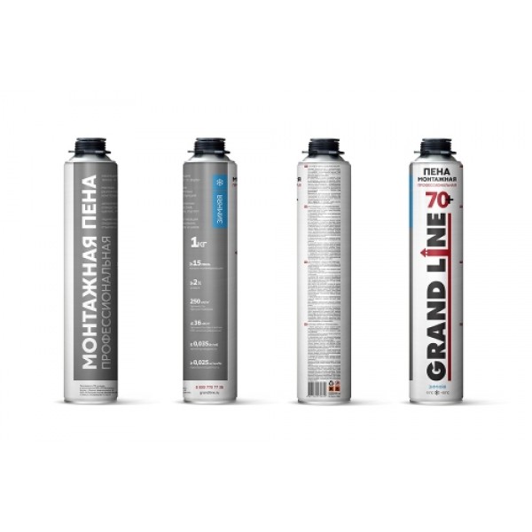 ГРАНД ЛАЙН Пена монтажная профессиональная 70+ зимняя, 900мл, 1000г 503391